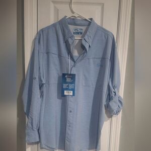 World  Wide Sports Men's Sky Blue Casual Button Down Shirt Smoke Free Home